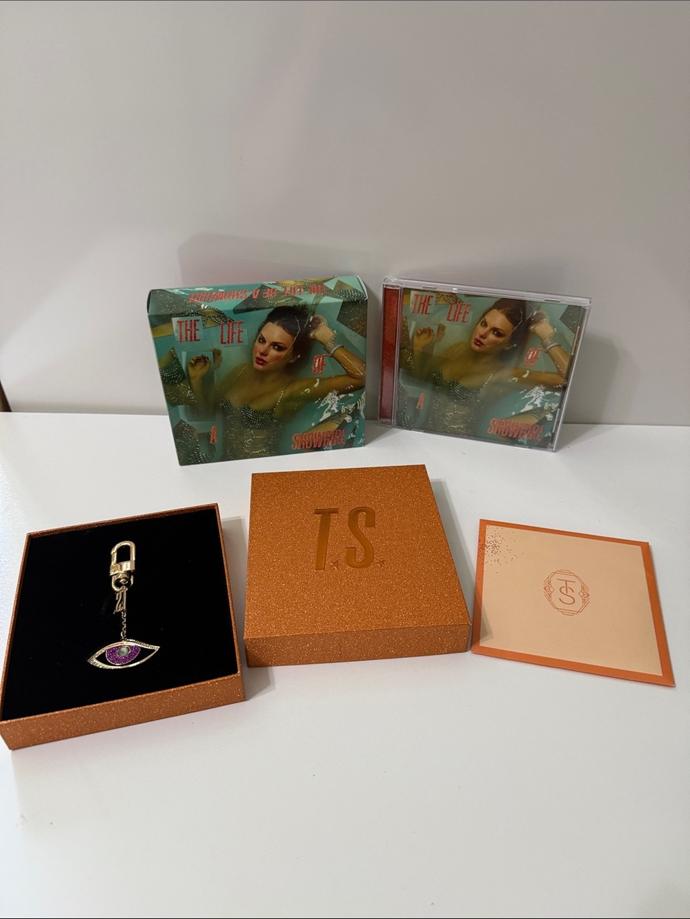 Taylor Swift Orange Glitter Box Key & Card Holder with Purple Eye Charm